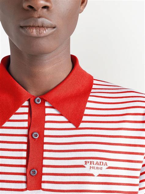 Prada: Women's Camicia Piquet Righe (Redf0011) 